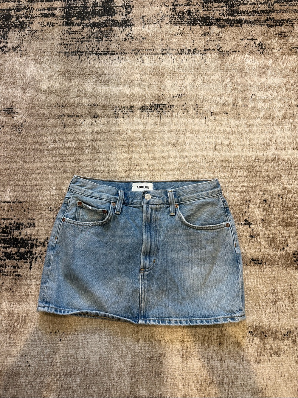 Agolde Classic Light Blue Denim Mini Skirt